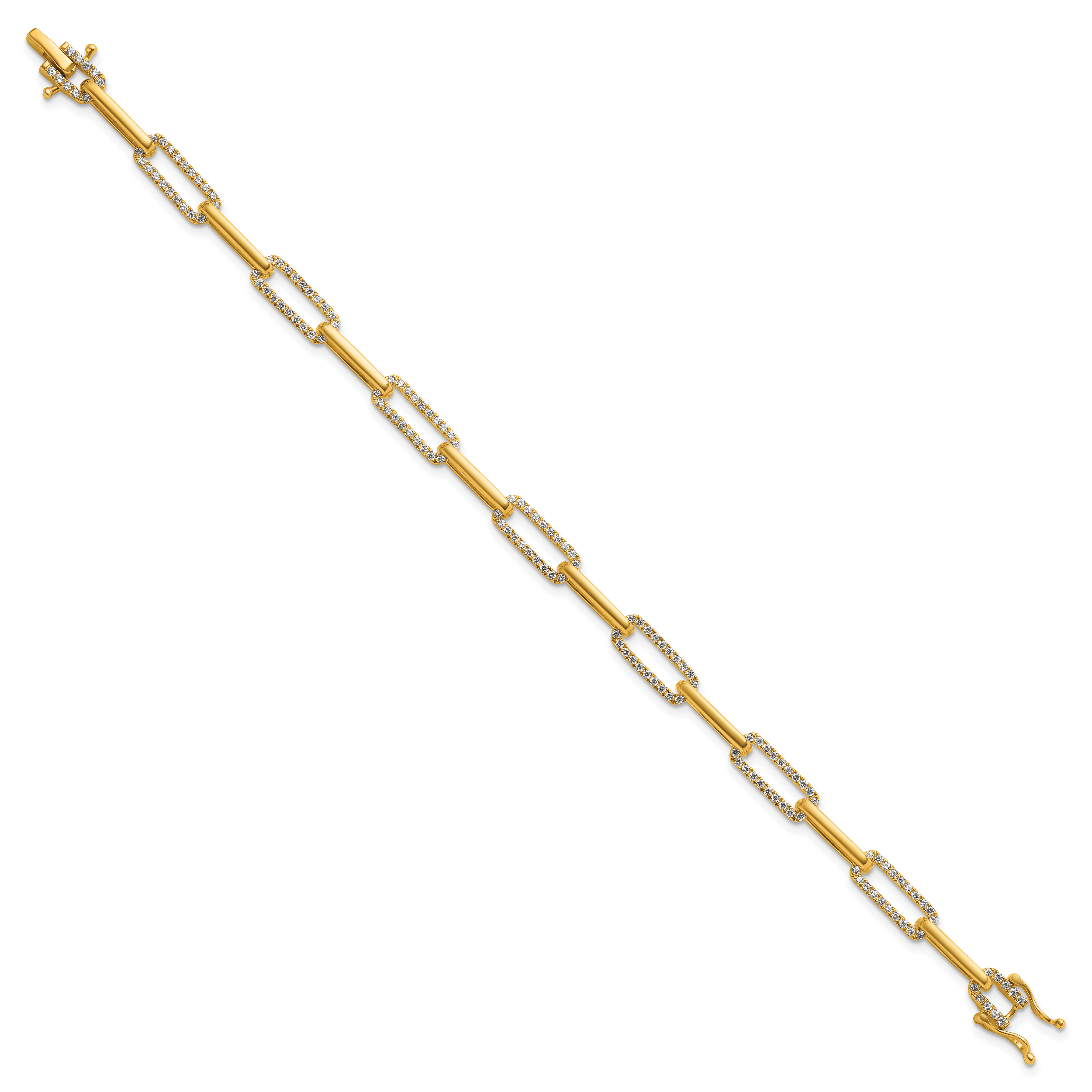 14K Polished Complete 1.4 carat Diamond Paperclip Link 7 inch Bracelet Secondary image