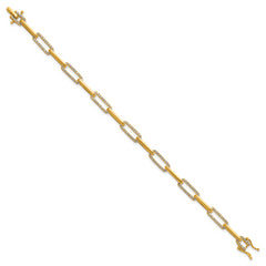 14K Polished Complete 1.4 carat Diamond Paperclip Link 7 inch Bracelet