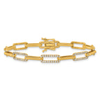 14K Polished Complete 1.4 carat Diamond Paperclip Link 7 inch Bracelet