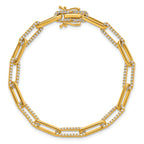 14K Polished Complete 1.4 carat Diamond Paperclip Link 7 inch Bracelet