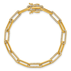 14K Polished Complete 1.4 carat Diamond Paperclip Link 7 inch Bracelet