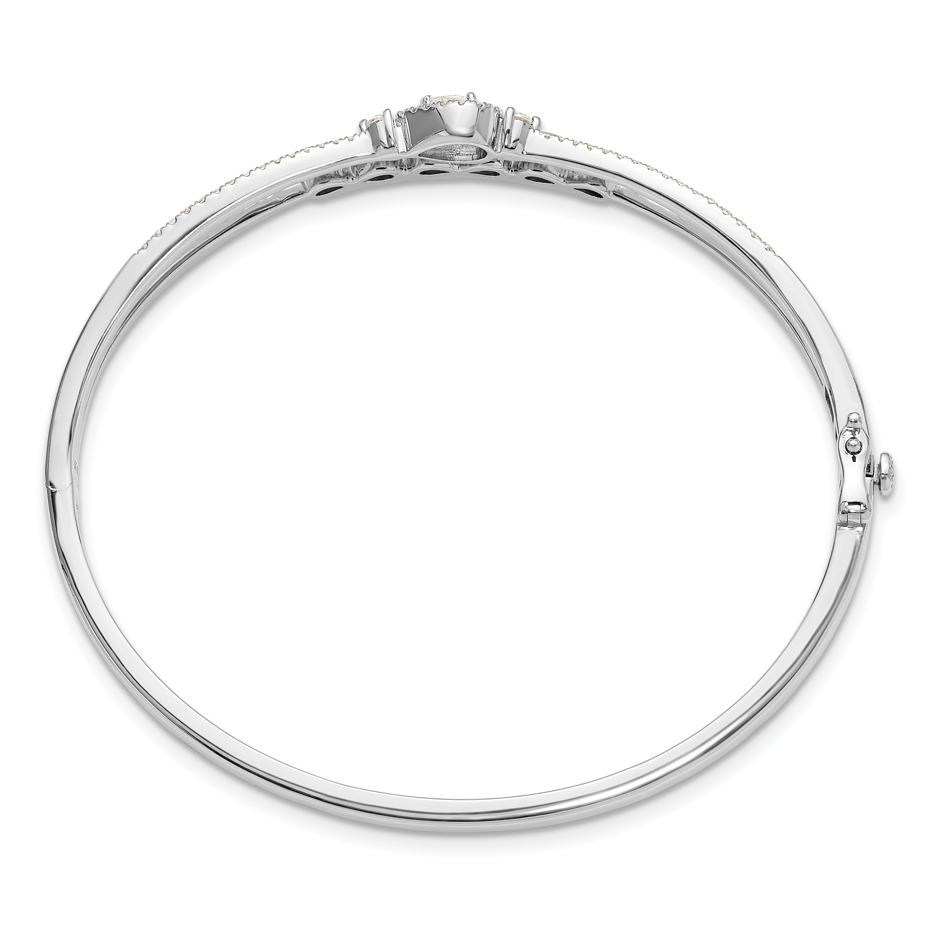 14k White Gold 3/4 carat Lab Grown Diamond VS/SI+ G+ Double Strand Infinity and Pear Bangle Bracelet