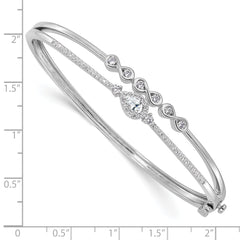 14k White Gold 3/4 carat Lab Grown Diamond VS/SI+ G+ Double Strand Infinity and Pear Bangle Bracelet