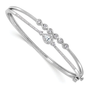 14k White Gold 3/4 carat Lab Grown Diamond VS/SI+ G+ Double Strand Infinity and Pear Bangle Bracelet