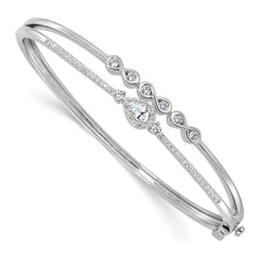 14k White Gold 3/4 carat Lab Grown Diamond VS/SI+ G+ Double Strand Infinity and Pear Bangle Bracelet
