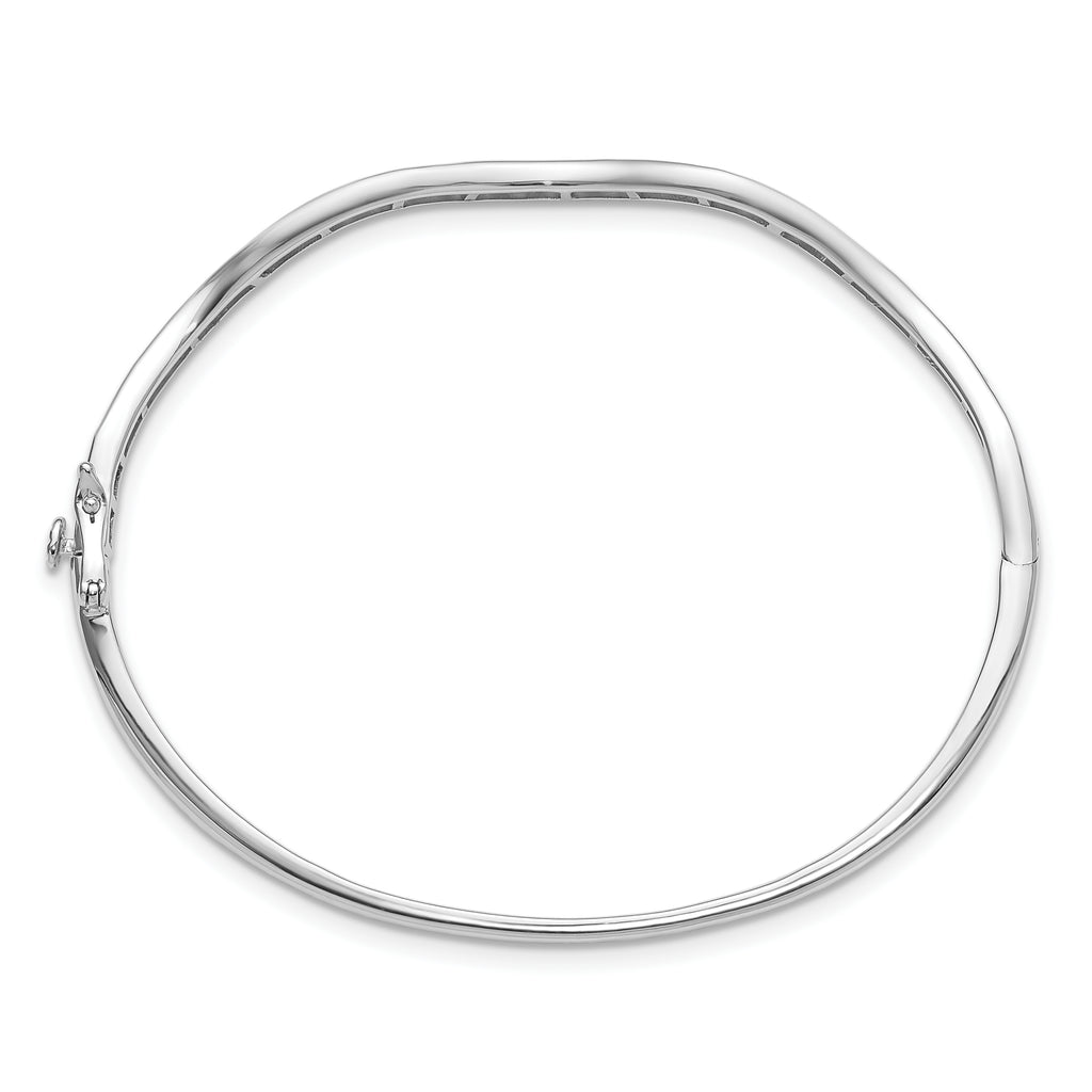 14k White Gold 1 1/4 carat Lab Grown Diamond VS/SI+ G+ Wavy Bangle Bracelet