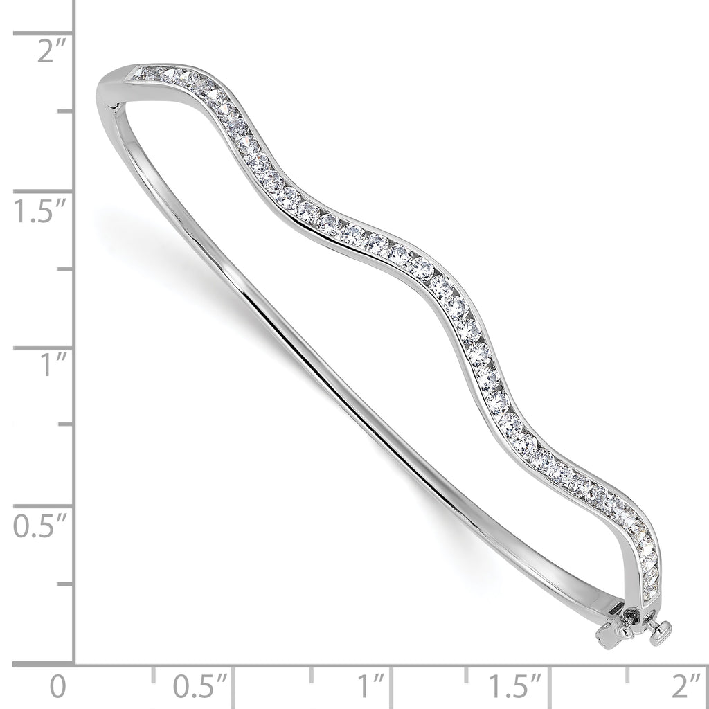 14k White Gold 1 1/4 carat Lab Grown Diamond VS/SI+ G+ Wavy Bangle Bracelet