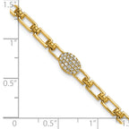 14K Polished Complete 1/8 carat Diamond Oval Cluster Fancy Link 7 inch Bracelet with 1 inch Extender