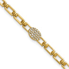 14K Polished Complete 1/8 carat Diamond Oval Cluster Fancy Link 7 inch Bracelet with 1 inch Extender