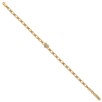 14K Polished Complete 1/6 carat Diamond Heart Cluster Fancy Link 7 inch Bracelet with 1 inch Extender