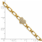 14K Polished Complete 1/6 carat Diamond Heart Cluster Fancy Link 7 inch Bracelet with 1 inch Extender