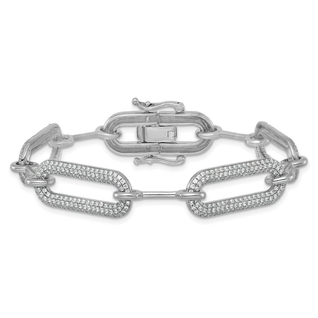 14k White Gold 3 1/4 carat Lab Grown Diamond VS/SI+ G+ Fashion Link Bracelet
