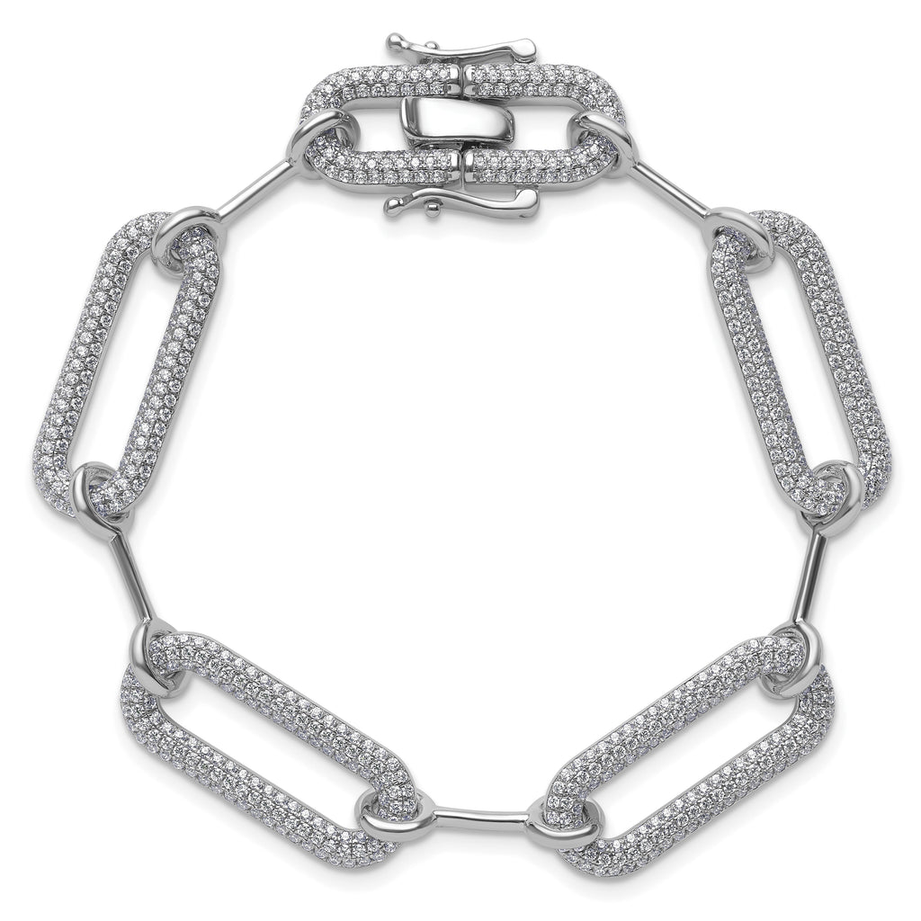 14k White Gold 3 1/4 carat Lab Grown Diamond VS/SI+ G+ Fashion Link Bracelet
