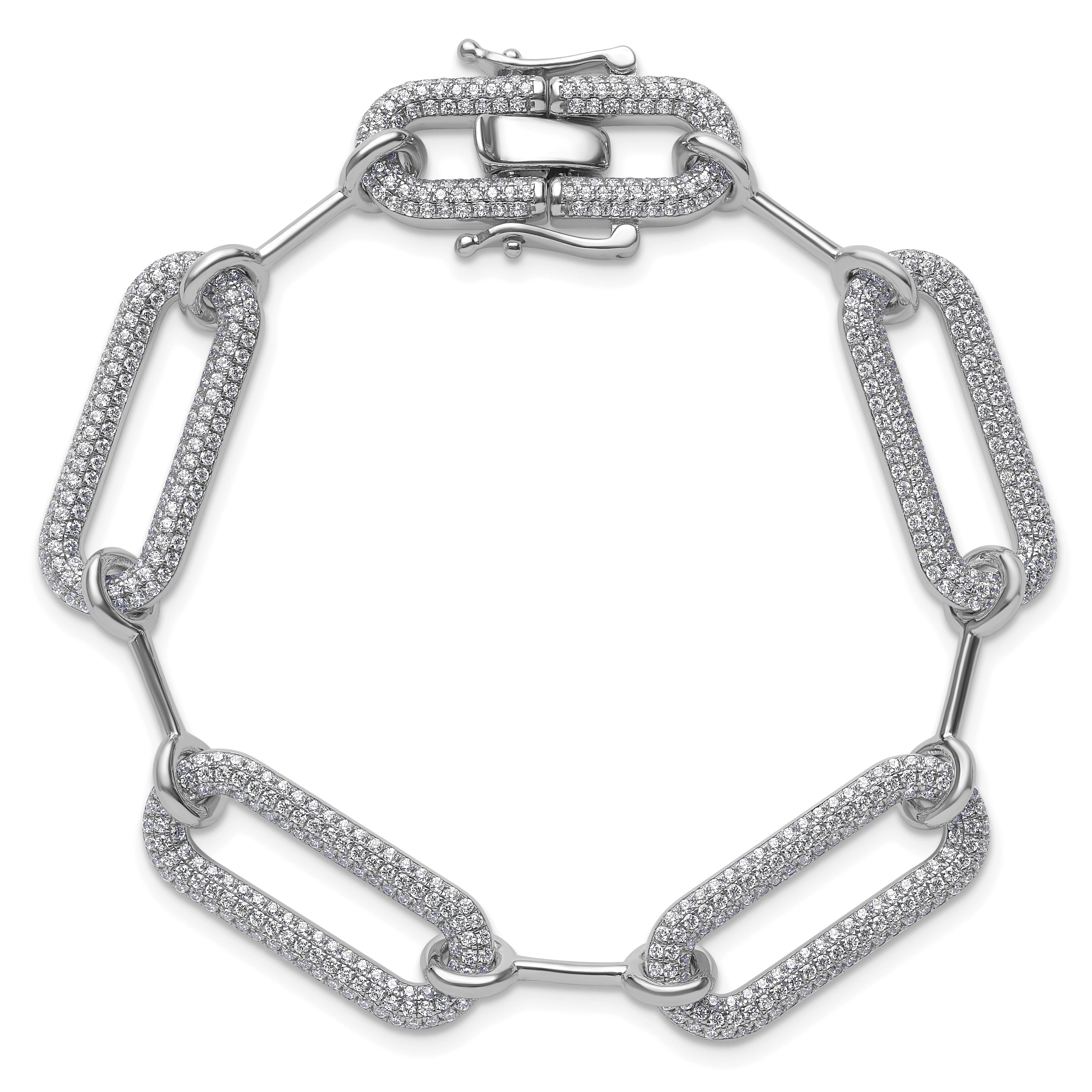 14k White Gold 3 1/4 carat Lab Grown Diamond VS/SI+ G+ Fashion Link Bracelet