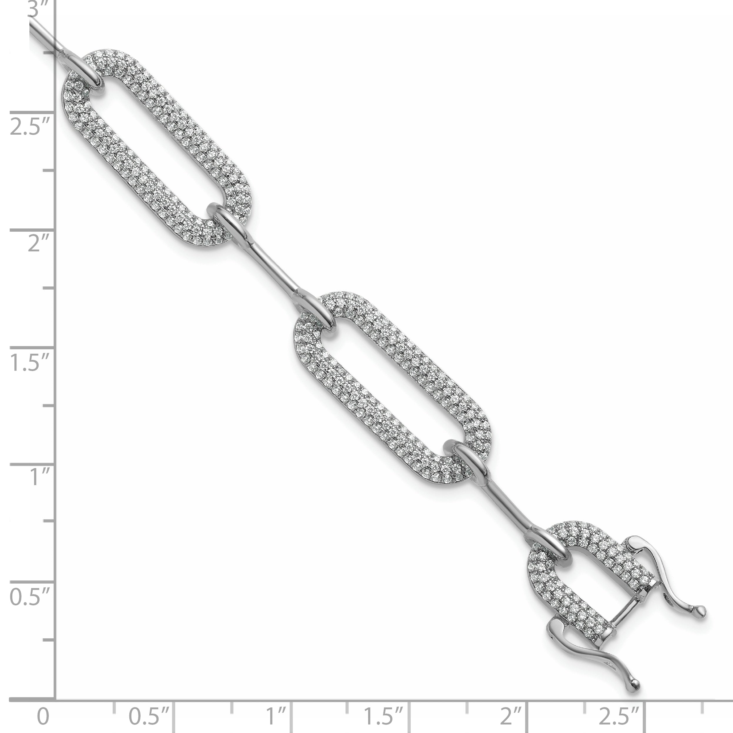 14k White Gold 3 1/4 carat Lab Grown Diamond VS/SI+ G+ Fashion Link Bracelet