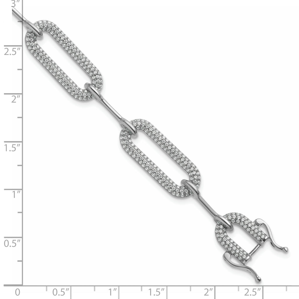 14k White Gold 3 1/4 carat Lab Grown Diamond VS/SI+ G+ Fashion Link Bracelet