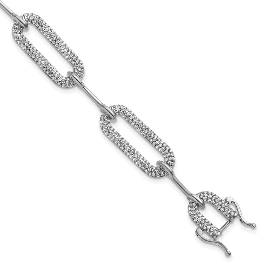 14k White Gold 3 1/4 carat Lab Grown Diamond VS/SI+ G+ Fashion Link Bracelet
