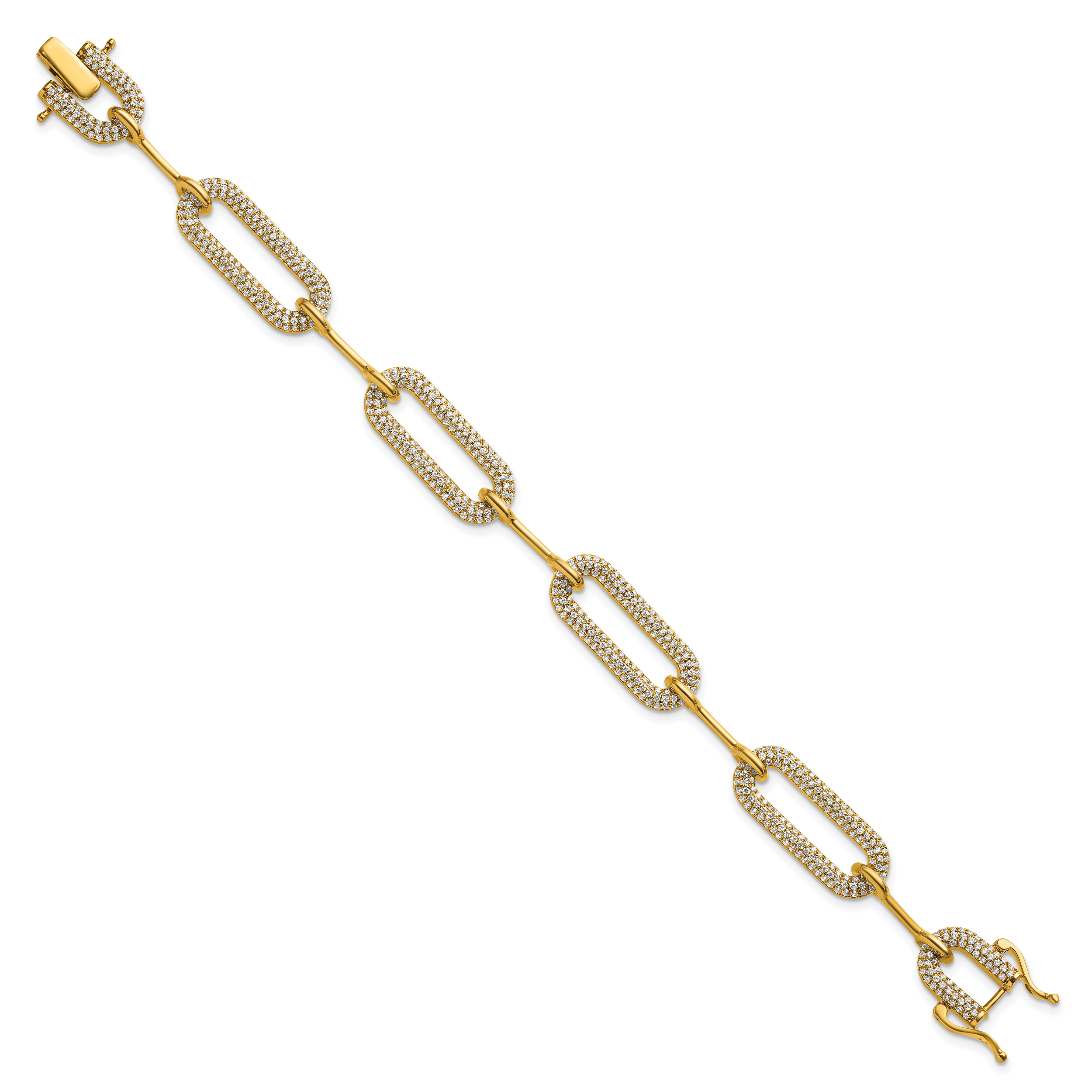 14K Polished Complete 3.25 carat Diamond Paperclip Link 7 inch Bracelet Secondary image