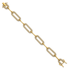 14K Polished Complete 3.25 carat Diamond Paperclip Link 7 inch Bracelet