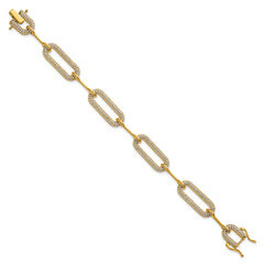 14K Polished Complete 3.25 carat Diamond Paperclip Link 7 inch Bracelet