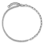 14K White Gold Polished Complete 3/4 carat Diamond Paperclip Link 7 inch Bracelet with 1 inch Extender