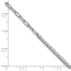 14K White Gold Polished Complete 3/4 carat Diamond Paperclip Link 7 inch Bracelet with 1 inch Extender