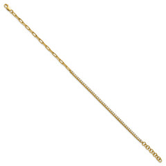 14K Polished Complete 3/4 carat Diamond Paperclip Link 7 inch Bracelet with 1 inch Extender