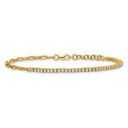 14K Polished Complete 3/4 carat Diamond Paperclip Link 7 inch Bracelet with 1 inch Extender