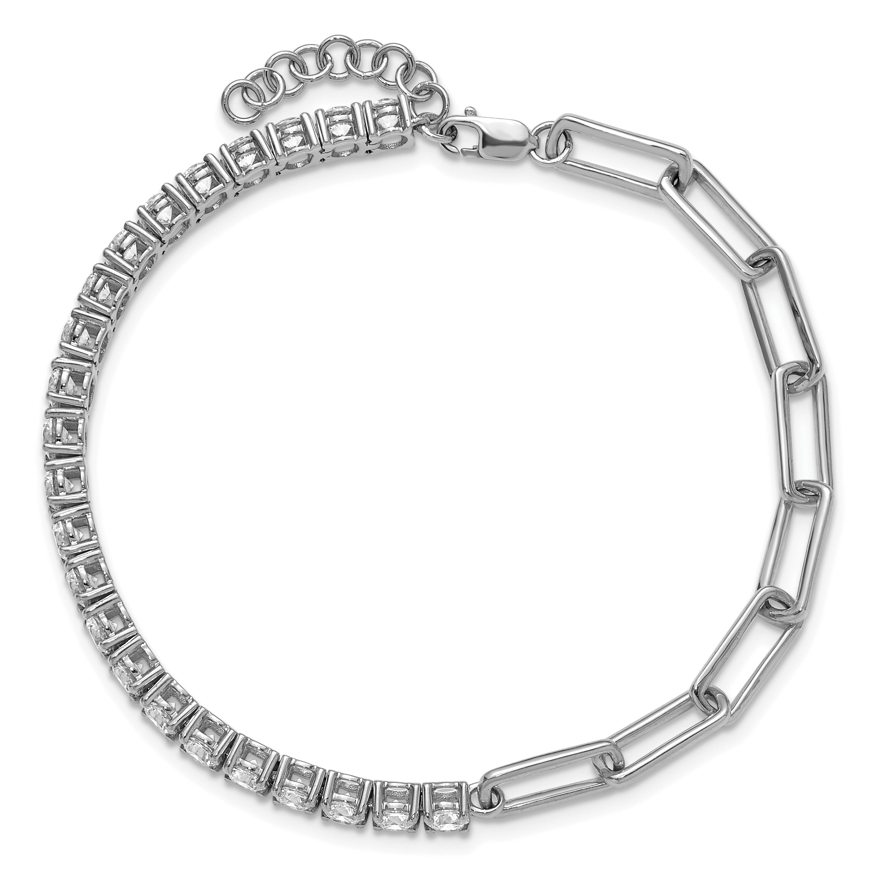 14k White Gold 3 3/4 carat Lab Grown Diamond VS/SI+ G+ Half Paperclip 7 inch with an 1 inch exension Bracelet