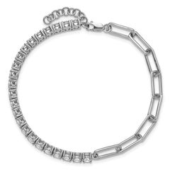 14k White Gold 3 3/4 carat Lab Grown Diamond VS/SI+ G+ Half Paperclip 7 inch with an 1 inch exension Bracelet