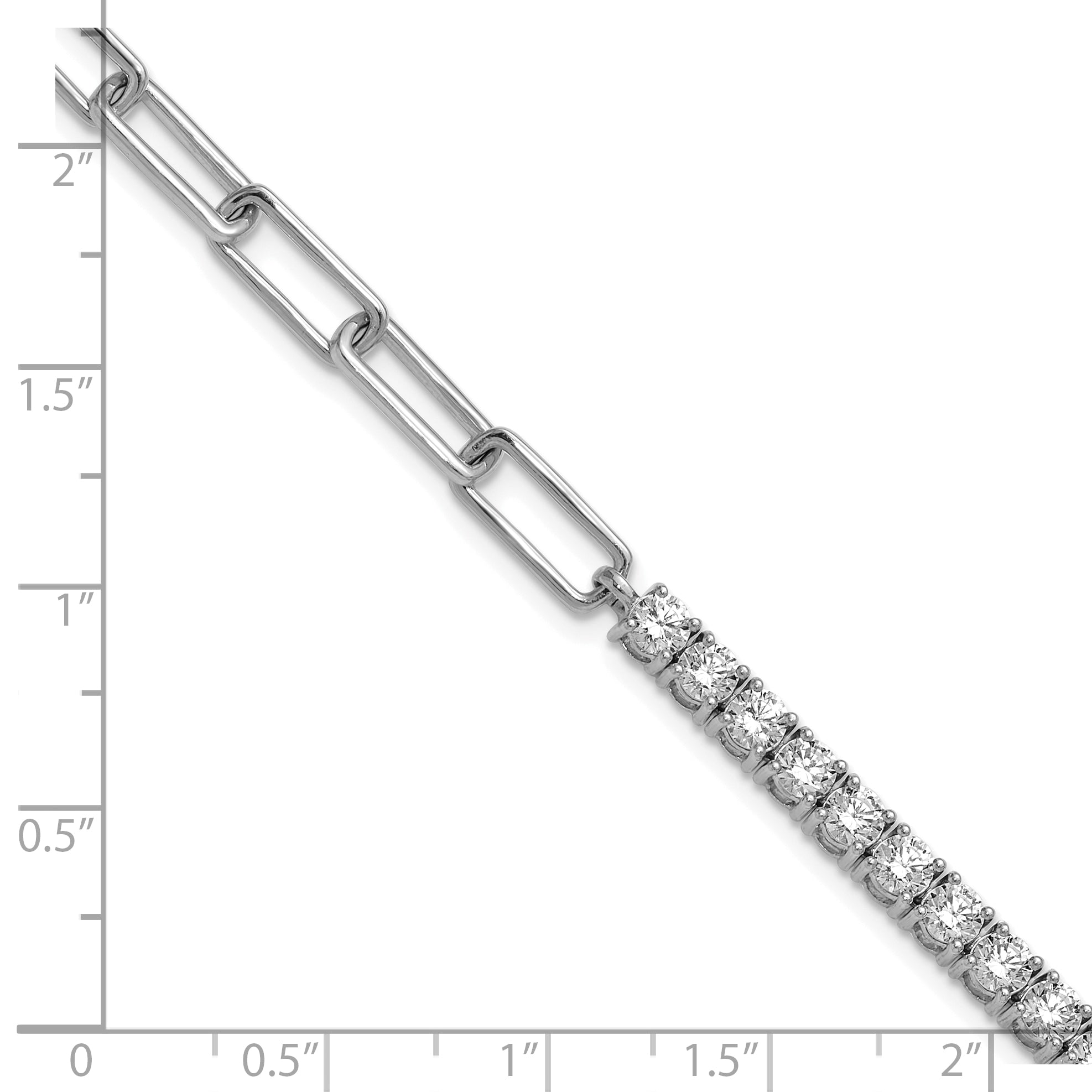 14k White Gold 3 3/4 carat Lab Grown Diamond VS/SI+ G+ Half Paperclip 7 inch with an 1 inch exension Bracelet