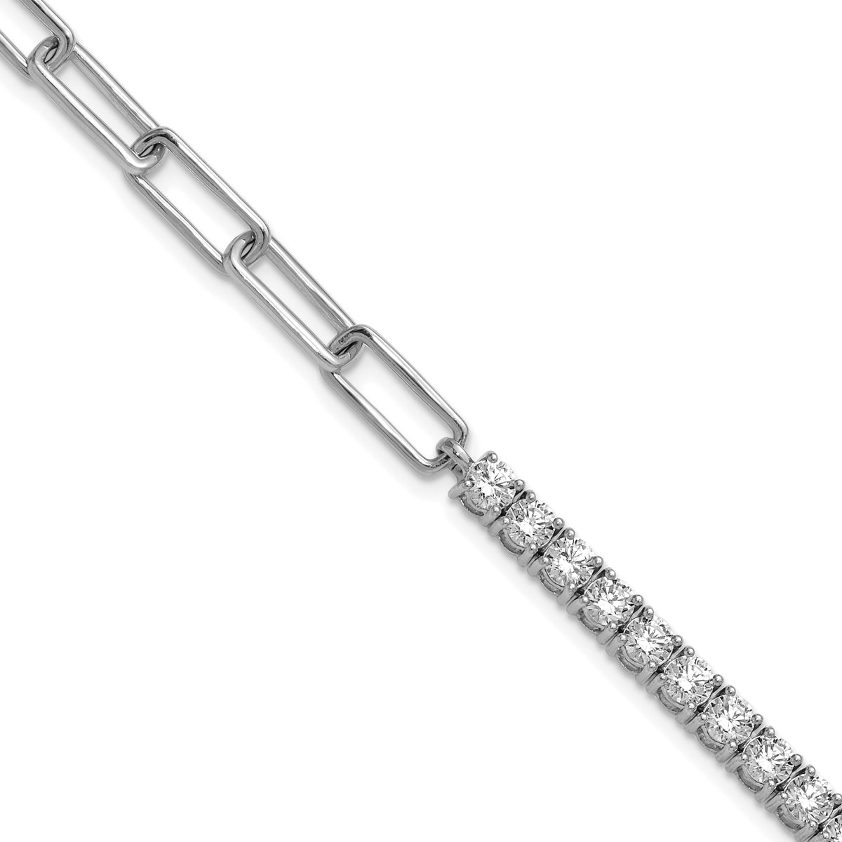 14k White Gold 3 3/4 carat Lab Grown Diamond VS/SI+ G+ Half Paperclip 7 inch with an 1 inch exension Bracelet