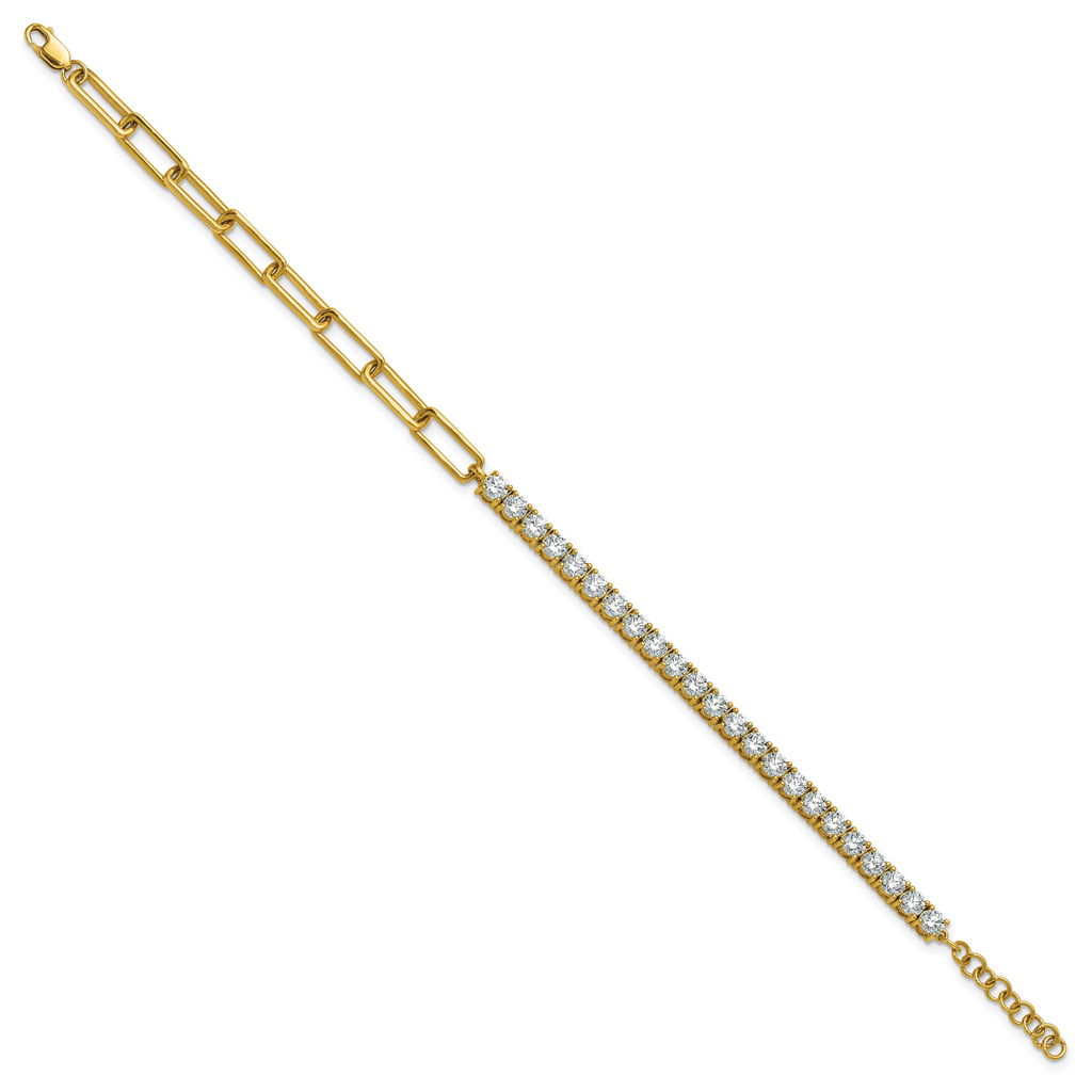 14k 3 3/4 carat Lab Grown Diamond VS/SI+ G+ Half Paperclip 7 inch with 1 inch exension Bracelet