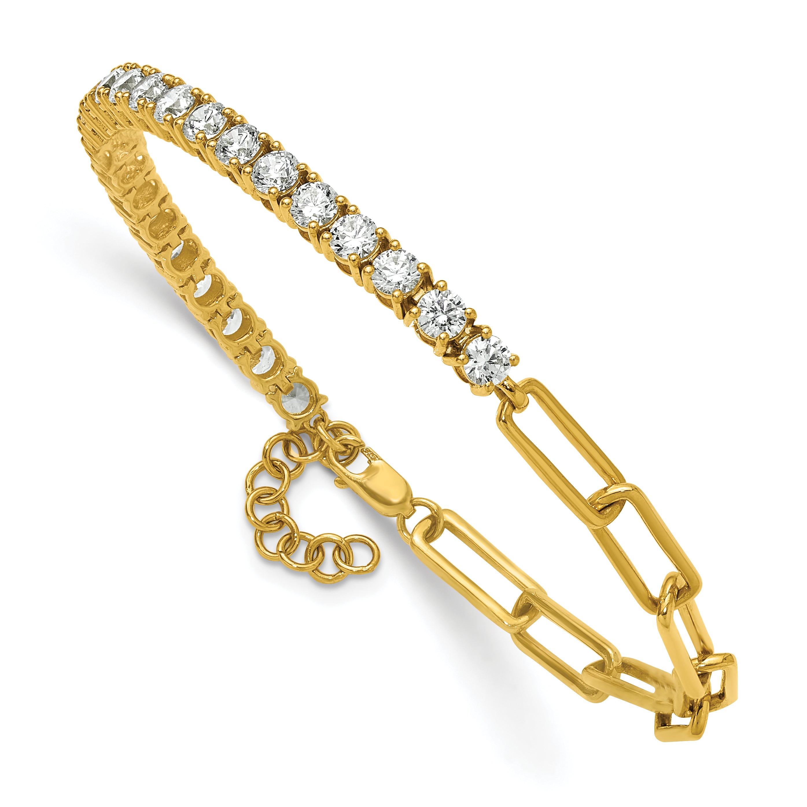 14k 3 3/4 carat Lab Grown Diamond VS/SI+ G+ Half Paperclip 7 inch with 1 inch exension Bracelet