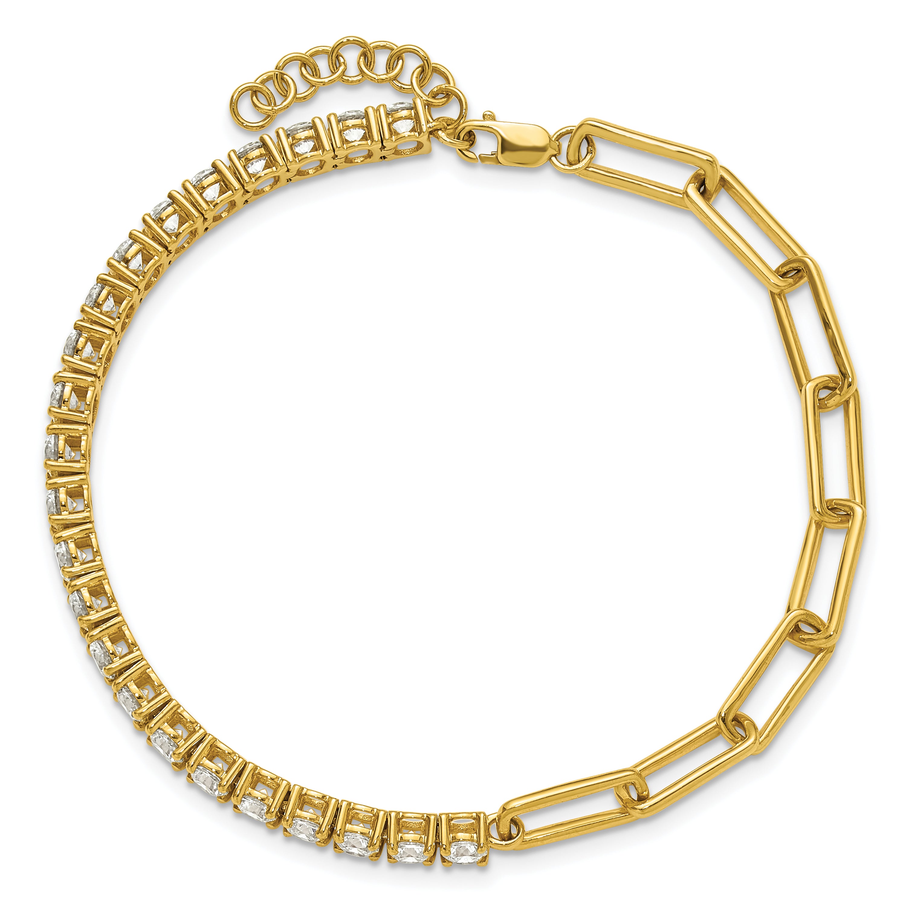 14k 3 3/4 carat Lab Grown Diamond VS/SI+ G+ Half Paperclip 7 inch with 1 inch exension Bracelet