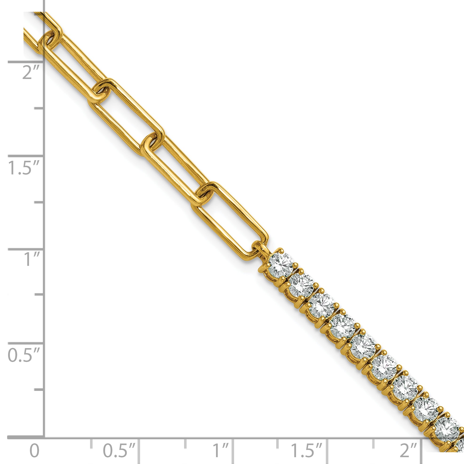 14k 3 3/4 carat Lab Grown Diamond VS/SI+ G+ Half Paperclip 7 inch with 1 inch exension Bracelet