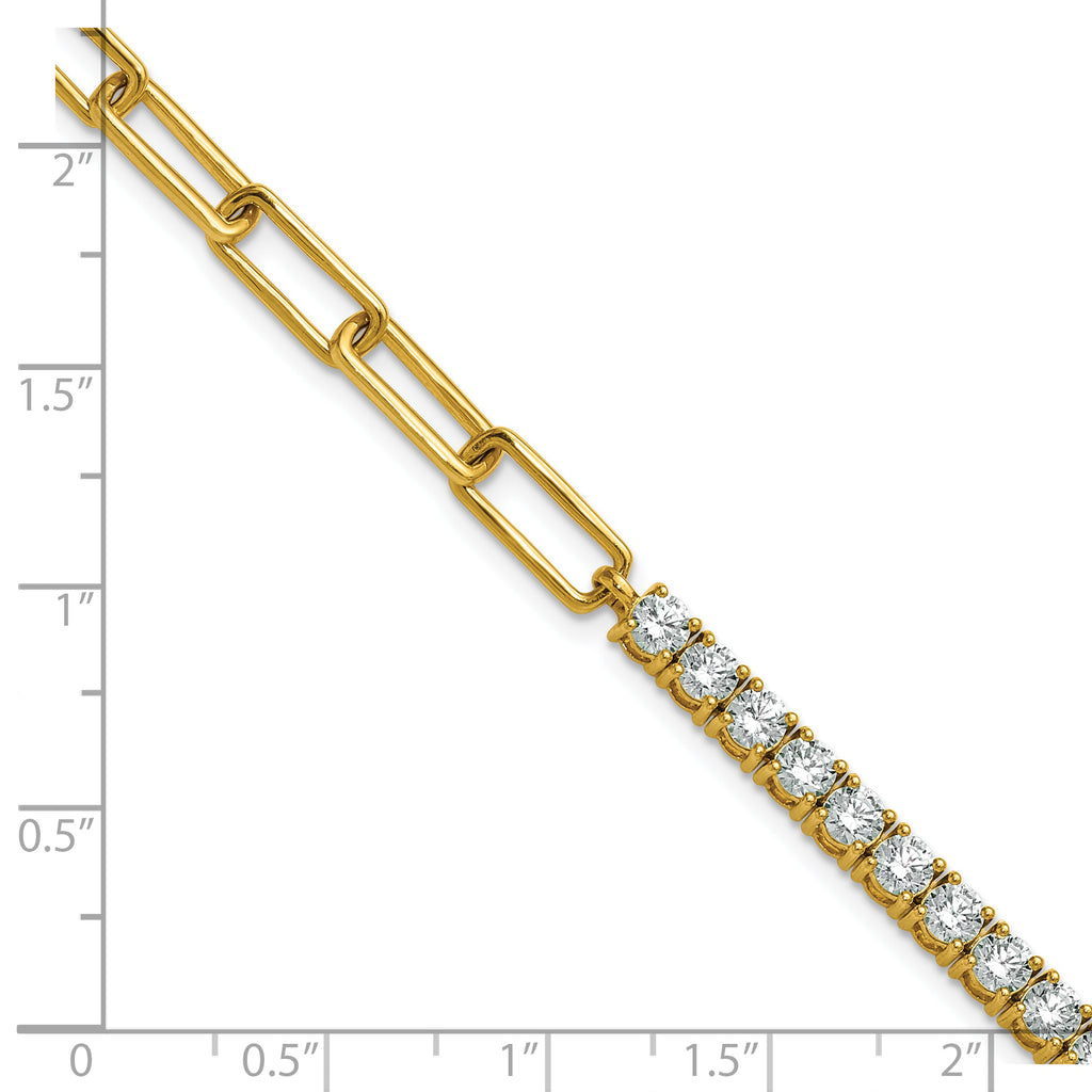 14k 3 3/4 carat Lab Grown Diamond VS/SI+ G+ Half Paperclip 7 inch with 1 inch exension Bracelet