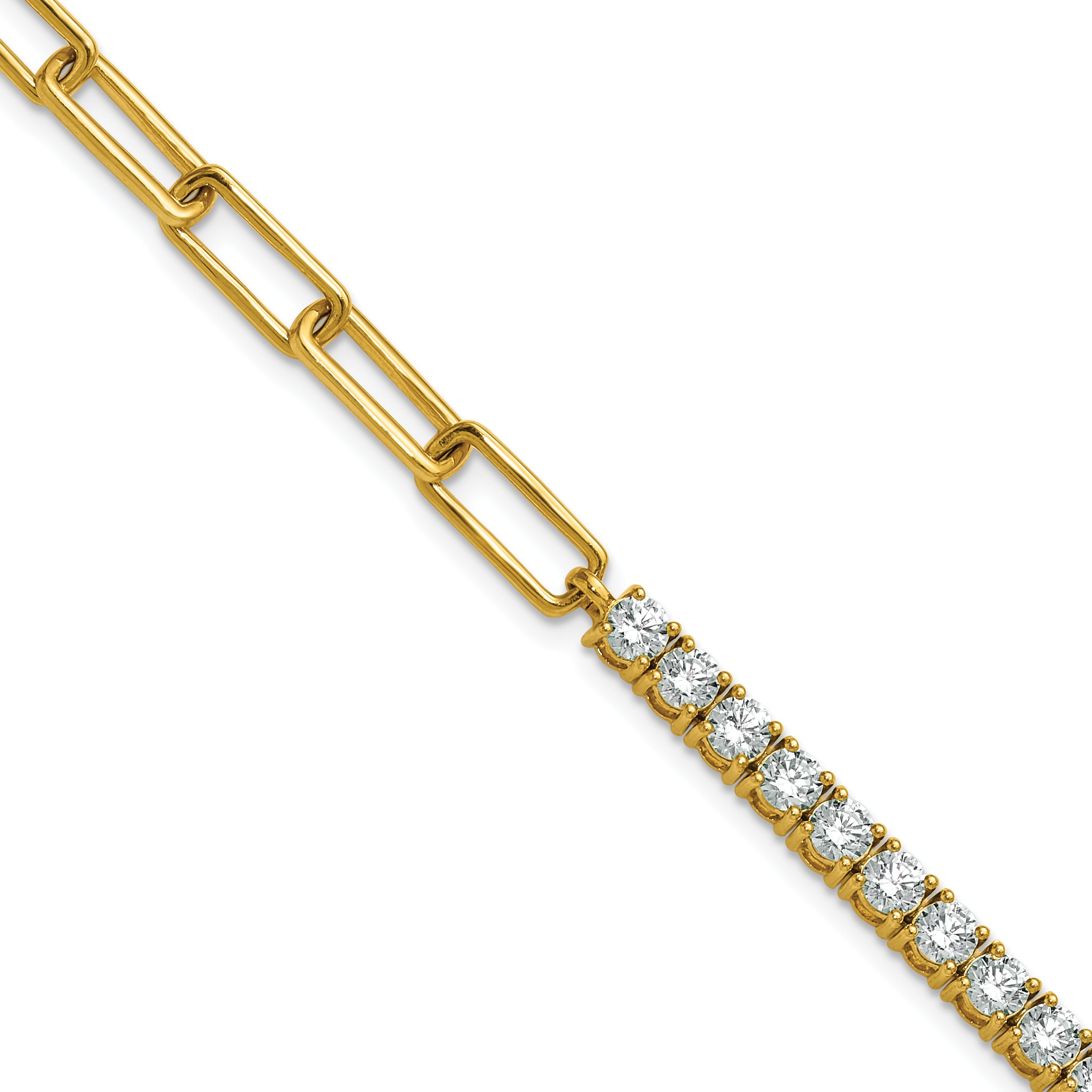 14k 3 3/4 carat Lab Grown Diamond VS/SI+ G+ Half Paperclip 7 inch with 1 inch exension Bracelet Main image