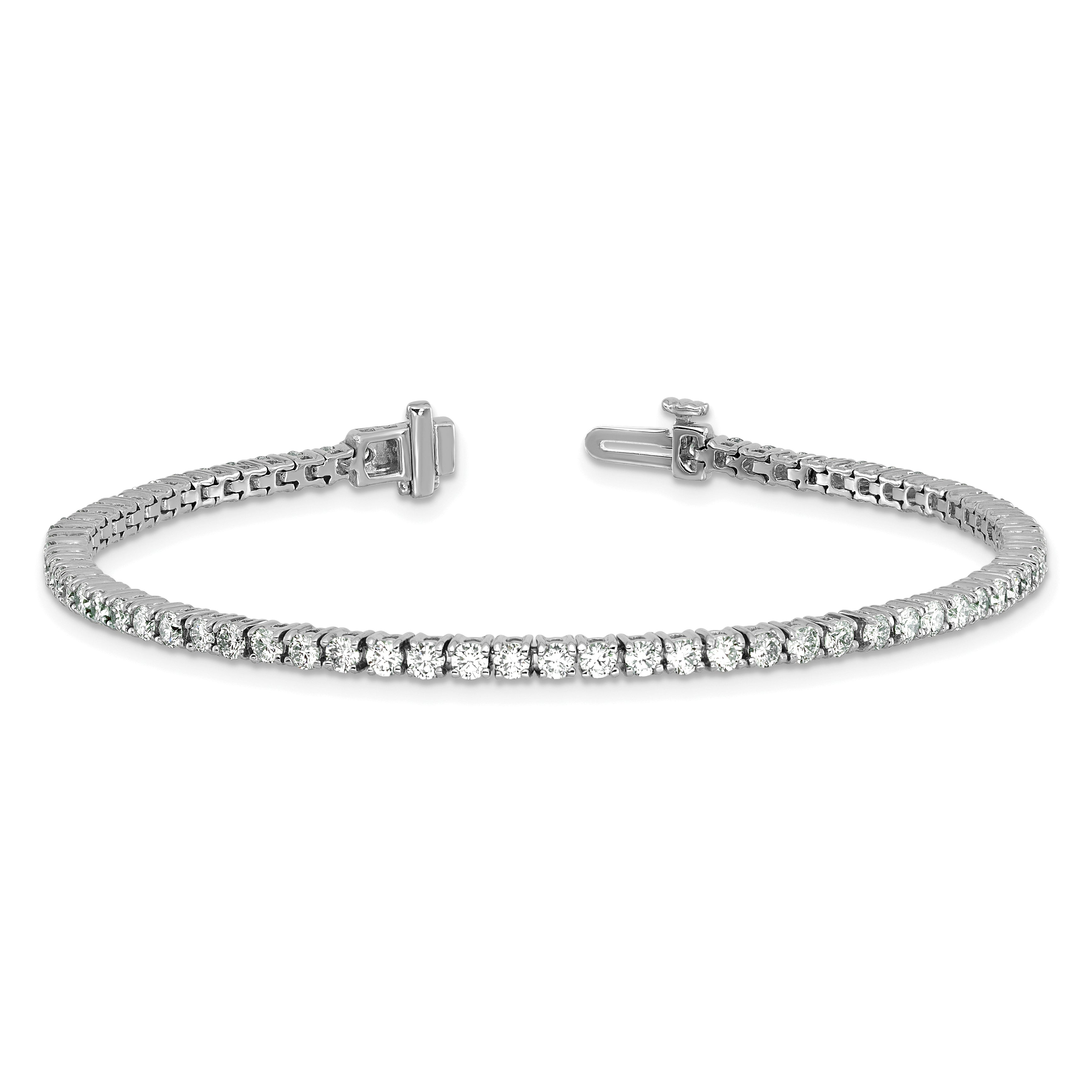 14k White Gold  2 3/4 carat Lab Grown Diamond VS+ F+ Complete Tennis Bracelet - Sophia Jewelers