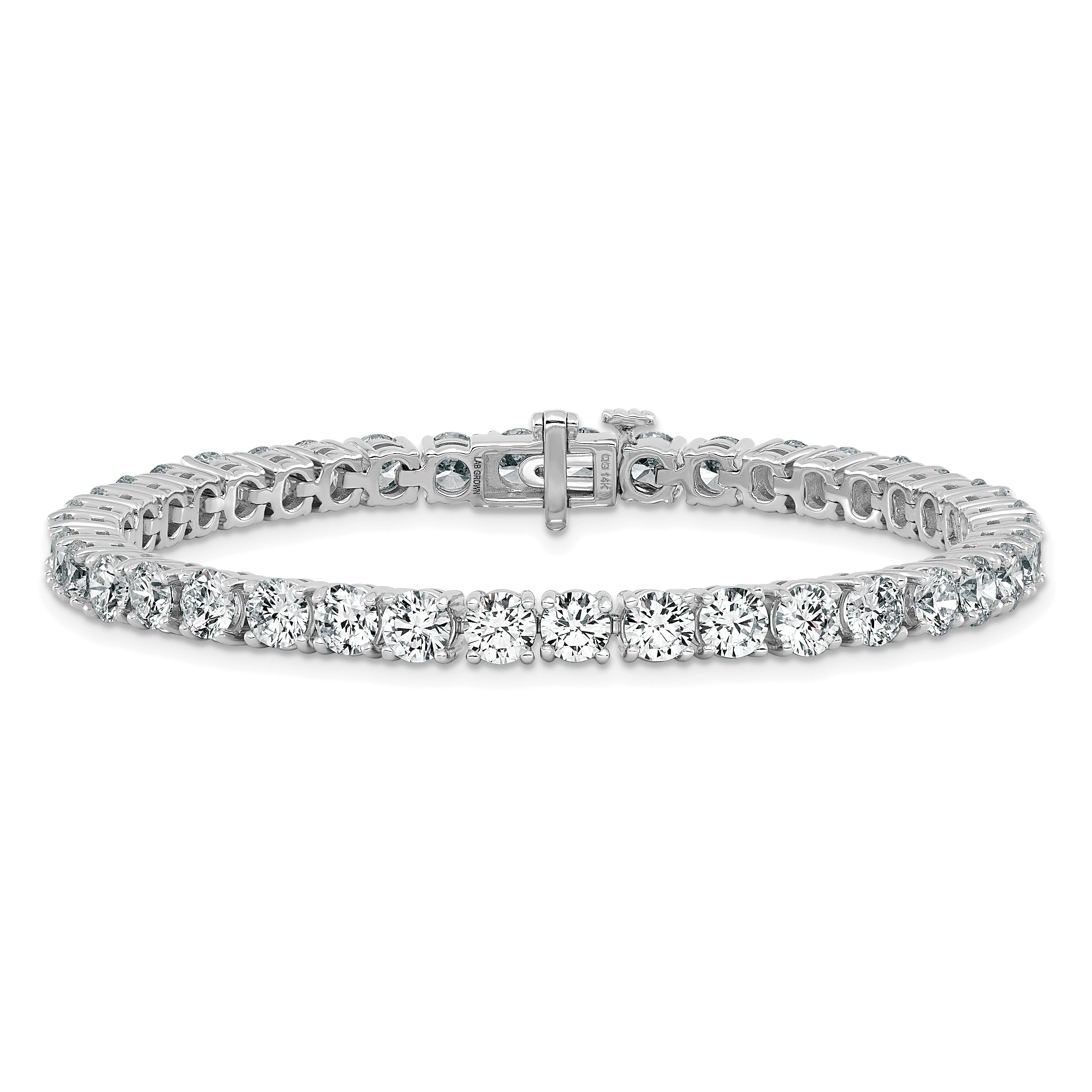 14k White Gold  12 1/2 carat Lab Grown Diamond VS/SI+ G+ Complete Tennis Bracelet - Sophia Jewelers