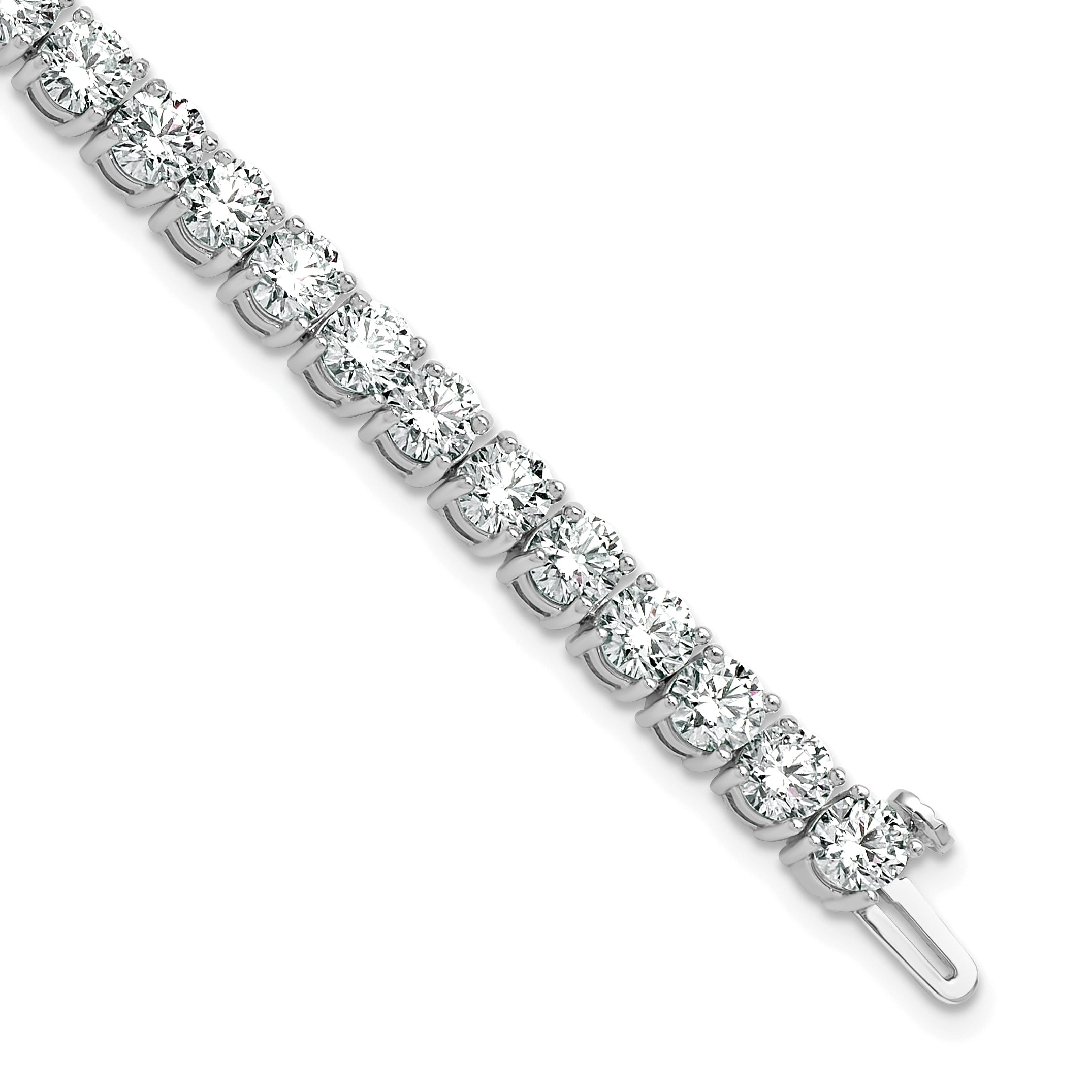 14k White Gold  12 1/2 carat Lab Grown Diamond VS+ F+ Complete Tennis Bracelet - Sophia Jewelers Main image
