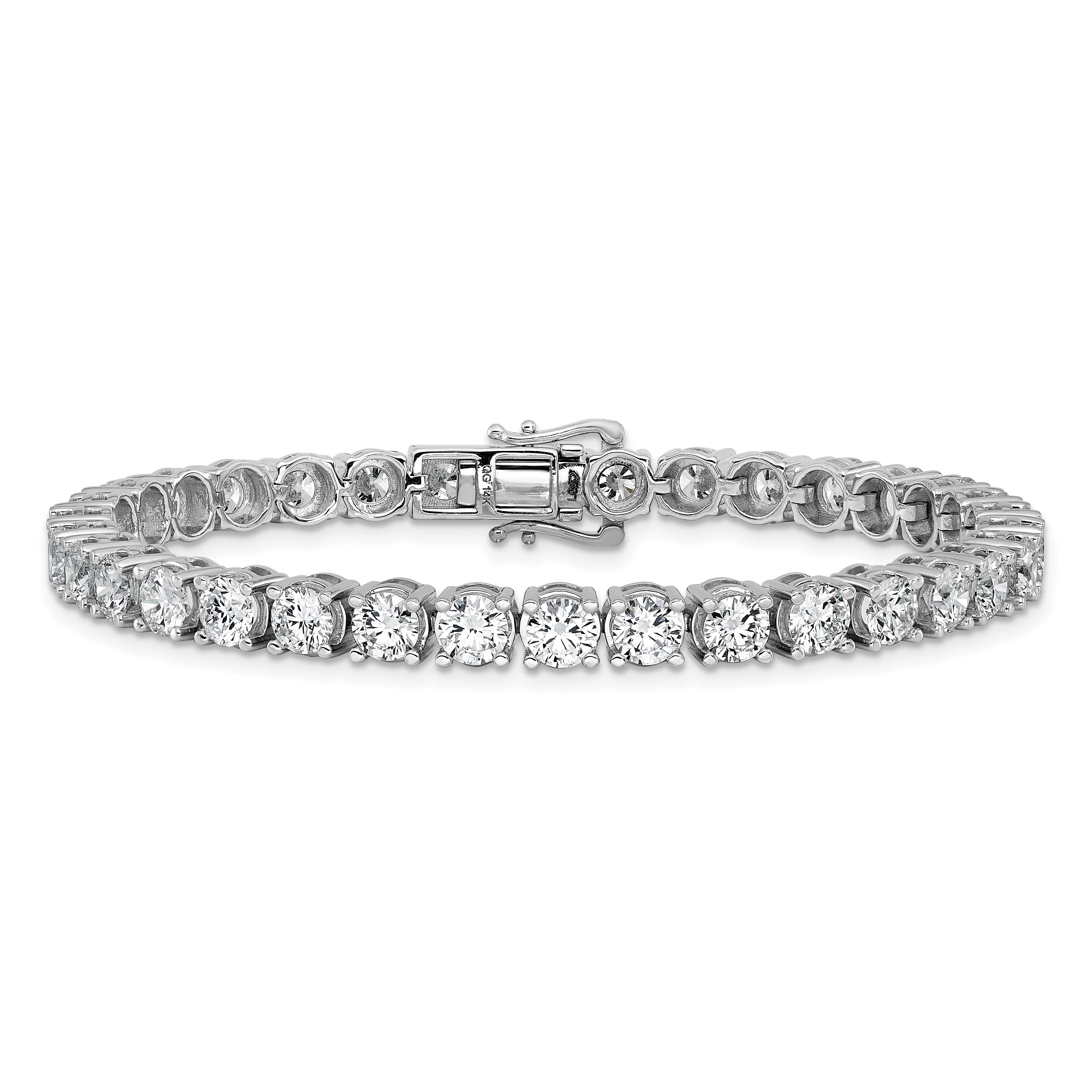 14k White Gold  11 1/8 carat Lab Grown Diamond VS+ F+ Complete Tennis Bracelet - Sophia Jewelers