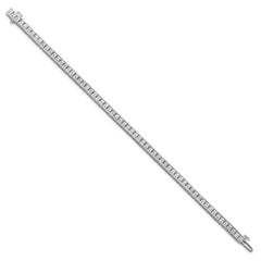 14k White Gold 7 carat Lab Grown Diamond VS/SI+ G+ Complete Princess Bezel Set Tennis Bracelet
