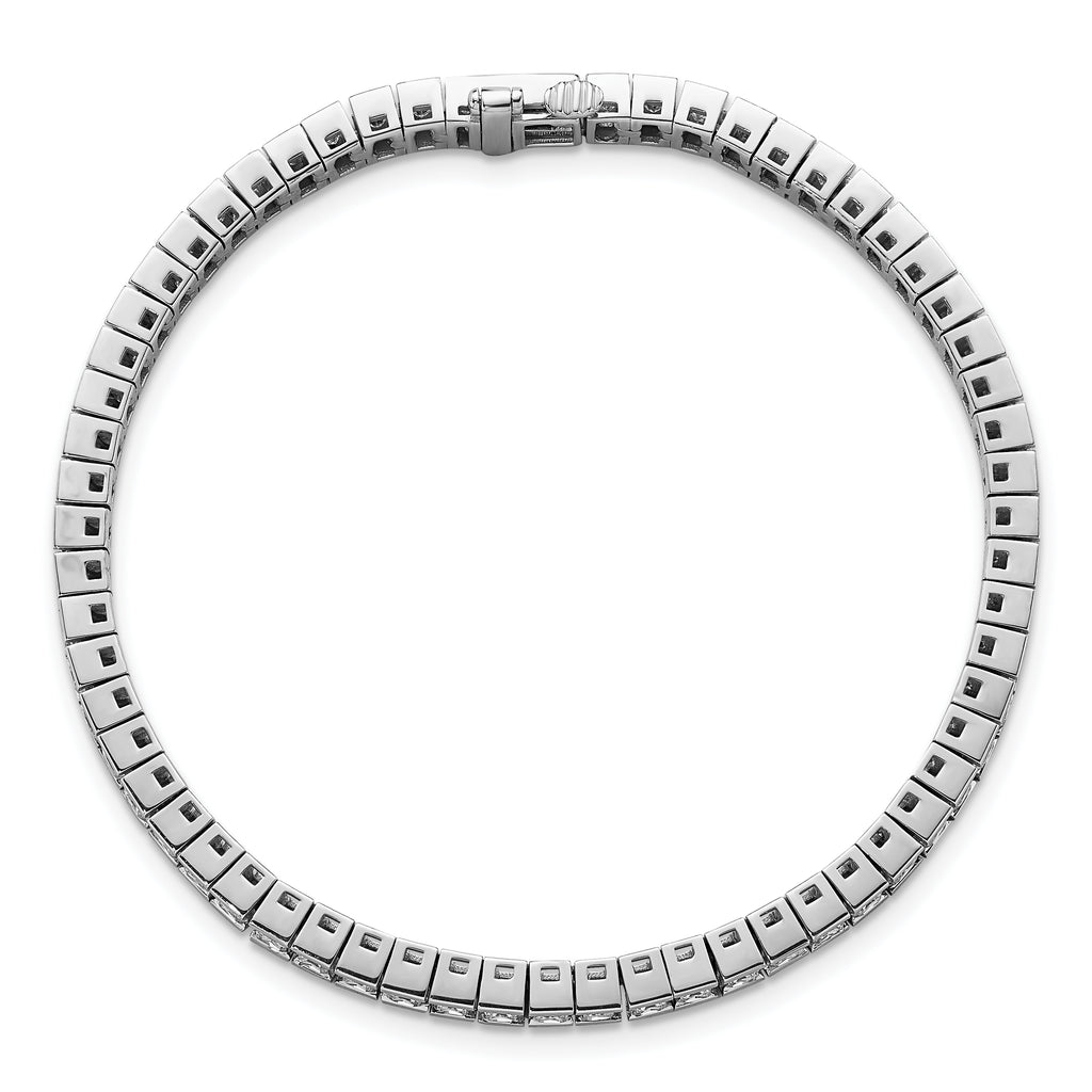 14k White Gold 7 carat Lab Grown Diamond VS/SI+ G+ Complete Princess Bezel Set Tennis Bracelet