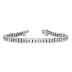 14k White Gold 7 carat Lab Grown Diamond VS/SI+ G+ Complete Princess Bezel Set Tennis Bracelet