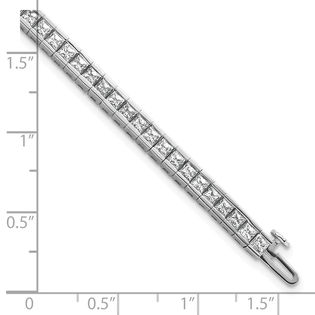 14k White Gold 7 carat Lab Grown Diamond VS/SI+ G+ Complete Princess Bezel Set Tennis Bracelet