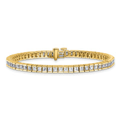 14k 7 carat Lab Grown Diamond VS/SI+ G+ Complete Princess Bezel Set Tennis Bracelet