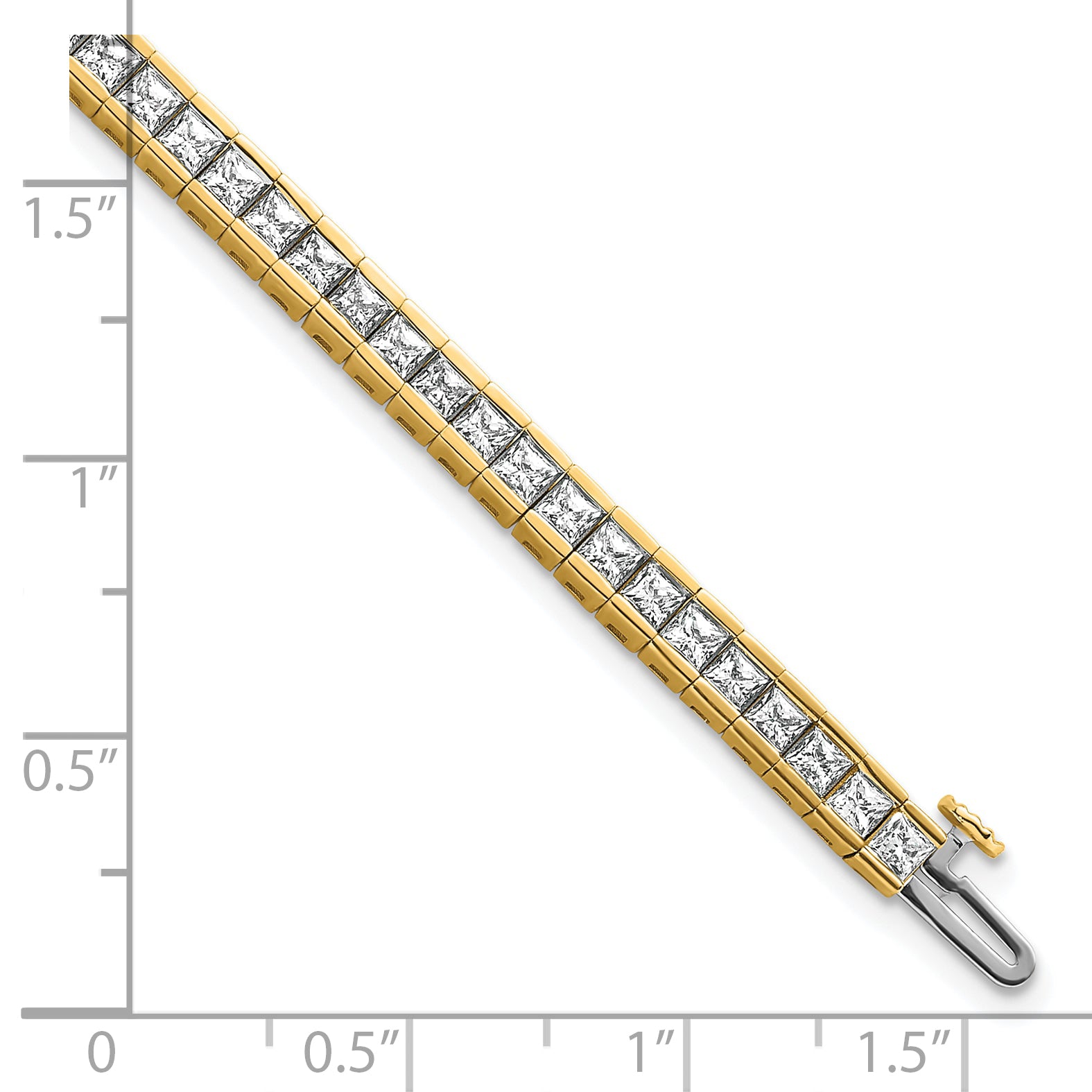 14k 7 carat Lab Grown Diamond VS/SI+ G+ Complete Princess Bezel Set Tennis Bracelet