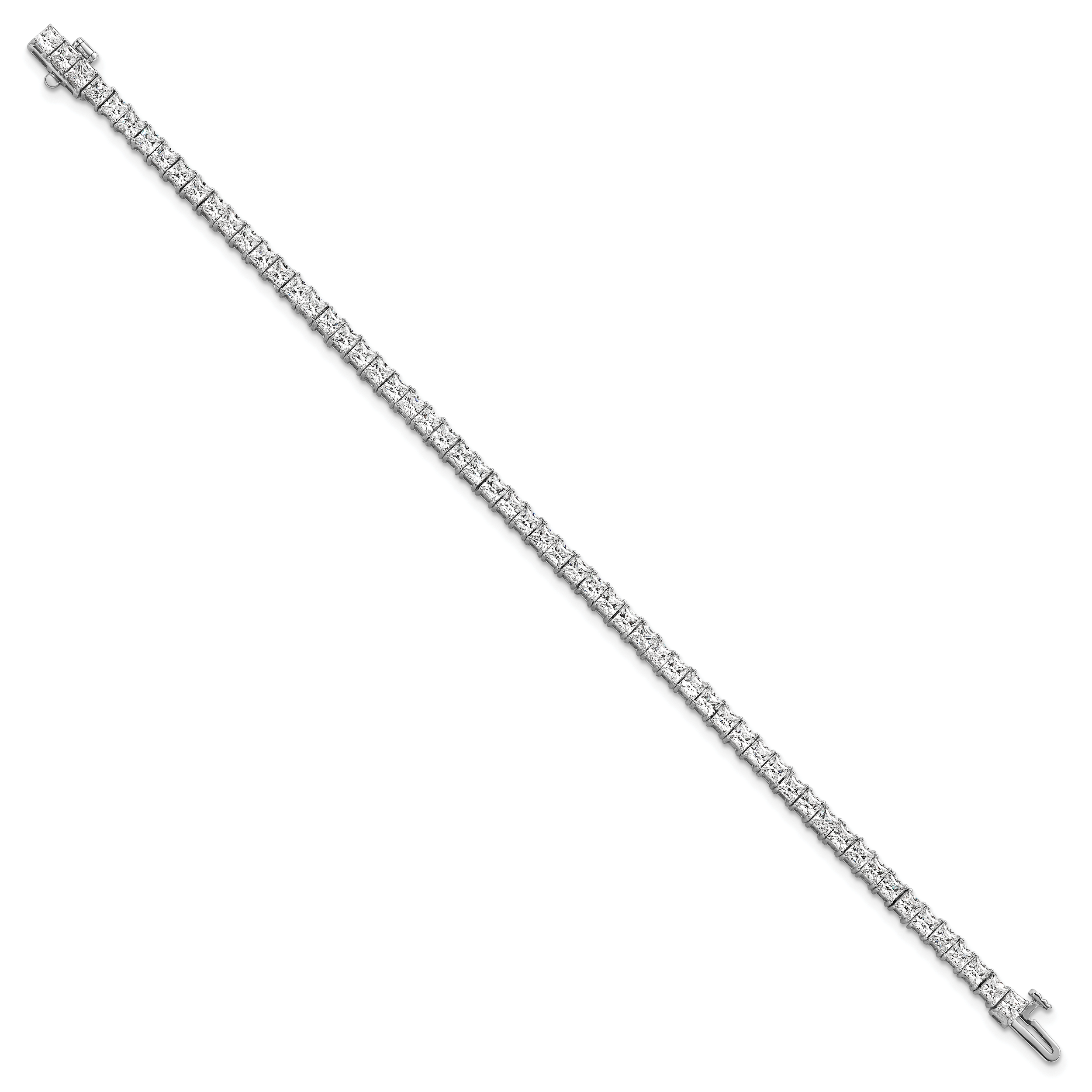 14k White Gold 7 carat Lab Grown Diamond VS+ F+ Complete Princess Prong Set Tennis Bracelet - Sophia Jewelers