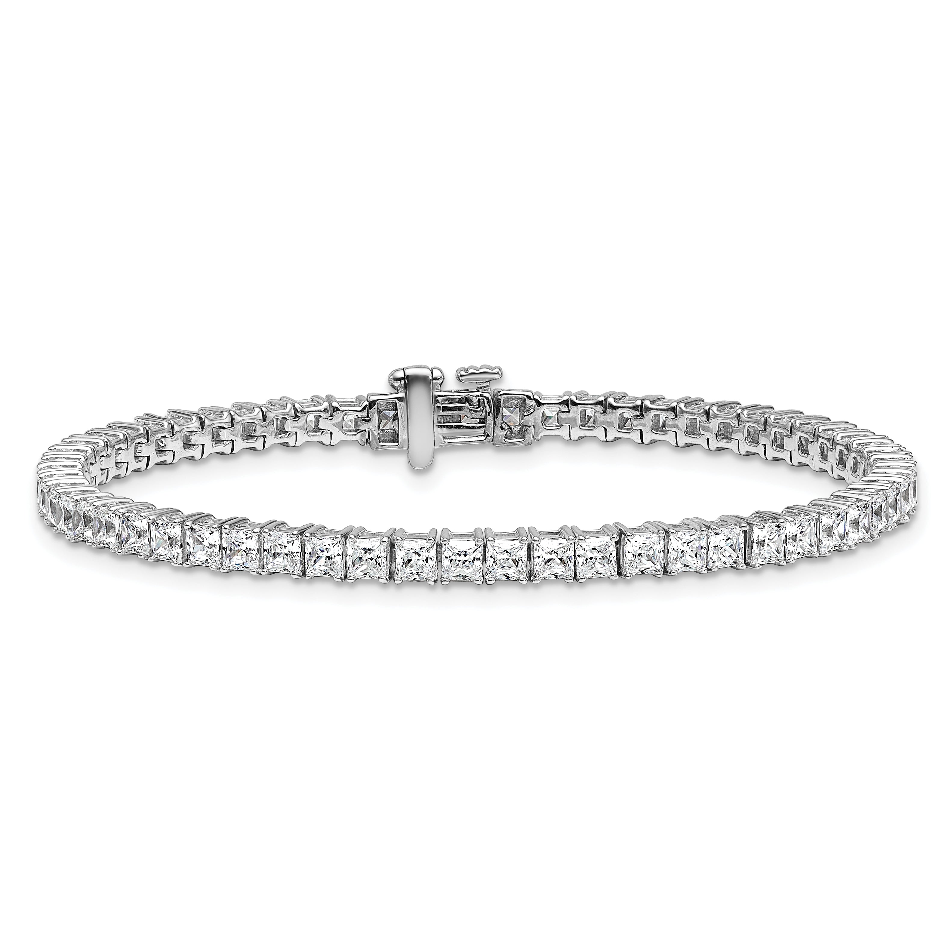 14k White Gold 7 carat Lab Grown Diamond VS/SI+ G+ Complete Princess Prong Set Tennis Bracelet - Sophia Jewelers Main image